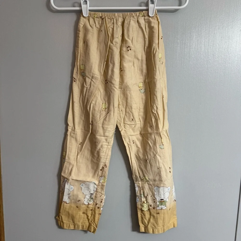 BaBu Cartoon Pajama Set in Beige and Yellow Size 9